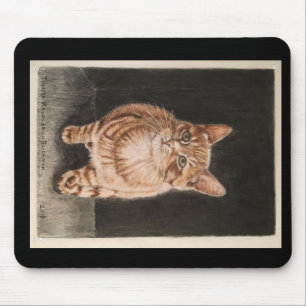 Mousepad Gato de gato malhado de Mousepad, amarelos mornos,