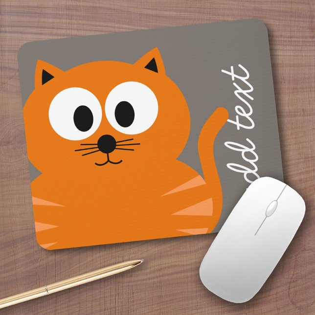 Mousepad Gato de Gordura Laranja Cura com Taupe Personaliza (Personalized mousepad - Add Custom Text)