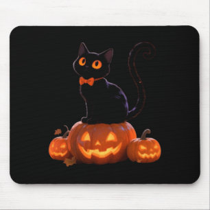 Mousepad Gato de Halloween Abóbora Gato Preto Performance