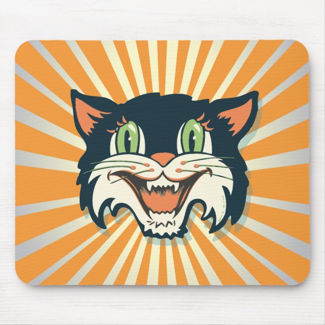 Mousepad Gato de Halloween do Retro Vintage (Frente)
