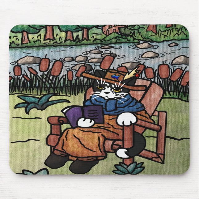 Mousepad Gato de Jardim de Leitura Exterior (Frente)