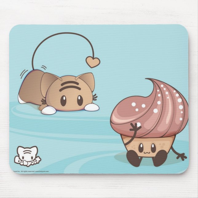 Mousepad Gato de Kawaii & bolo Mousepad. (Frente)