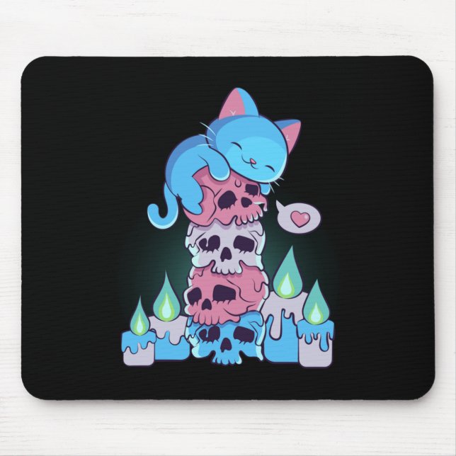 Mousepad Gato De Kawaii, Estético Transgênero, Em Crânios S (Frente)