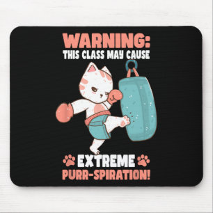 Mousepad Gato de Kickboxing para Homens Mulheres Crianças