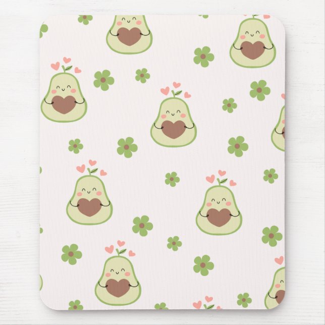 Mousepad Gato de Mouse Bonito Kawaii Avocado Engraçado (Frente)