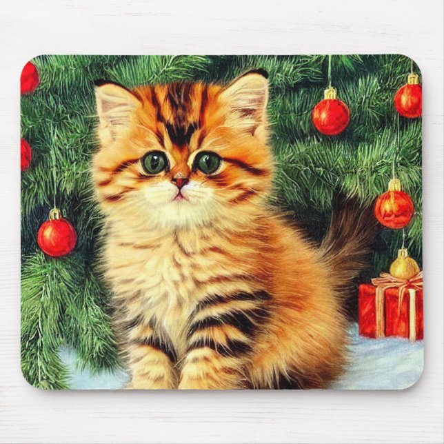 Mousepad Gato de natais vintages (Frente)