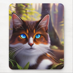 Mousepad Gato de Olhos Azuis na Floresta 4