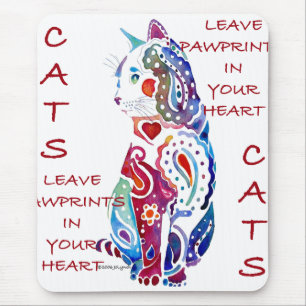 Mousepad Gato de Paisley em azul & em roxo