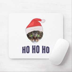 Mousepad Gato de papais noeis com chapéu de Papai Noel, Ho