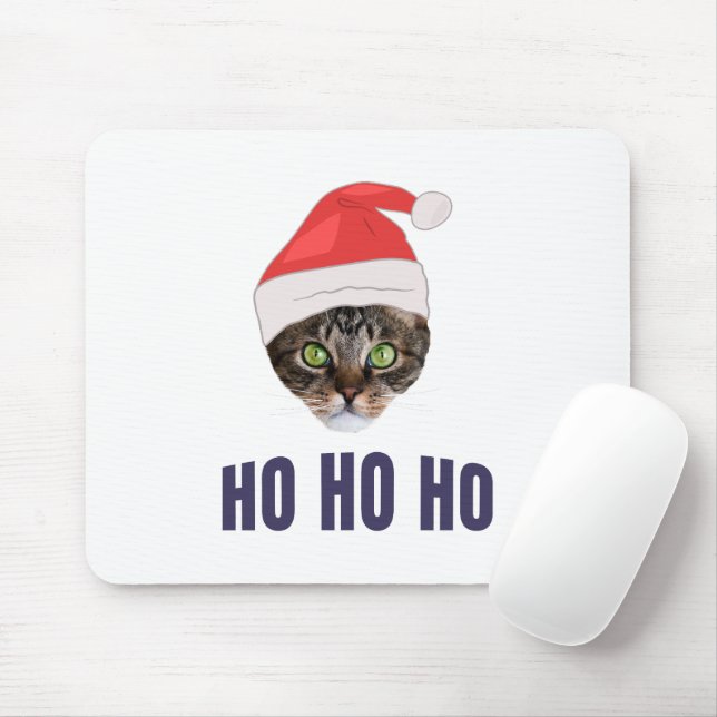 Mousepad Gato de papais noeis com chapéu de Papai Noel, Ho  (Com mouse)