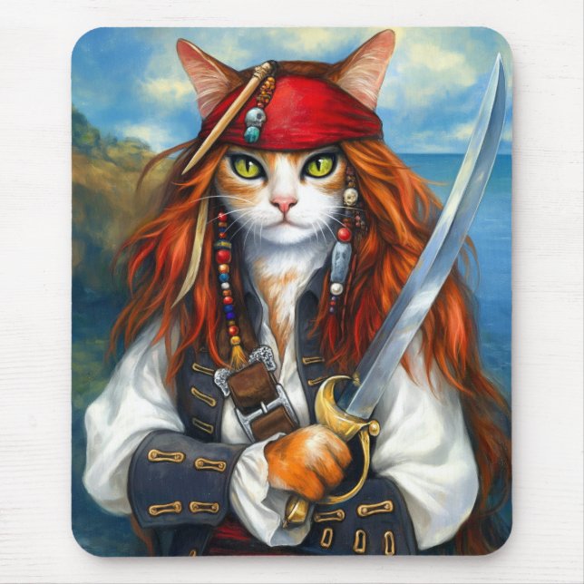 Mousepad Gato de Pirata de Swashbuckler | Fantasy Character (Frente)