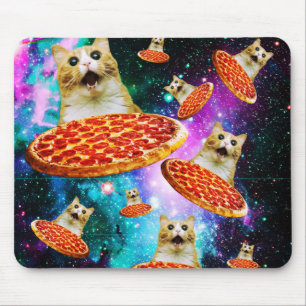 Mousepad Gato de pizza espacial engraçado