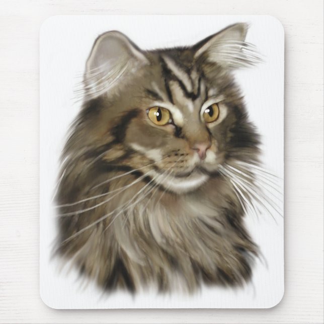 Mousepad Gato de racum preto de Maine do gato malhado (Frente)