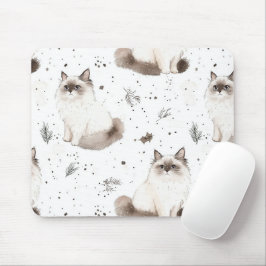 Mousepad Gato de Ragdolas Bonito Adorável de inverno