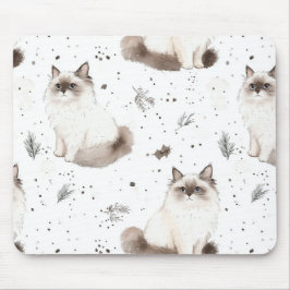 Mousepad Gato de Ragdolas Bonito Adorável de inverno