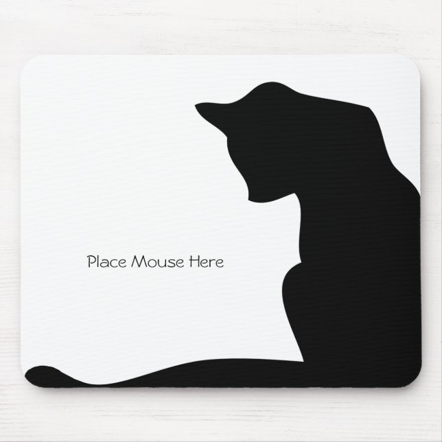 Mousepad Gato de silhueta preto - Coloque o mouse aqui (Frente)