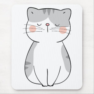 Mousepad Gato de Tigre Branco de Cinza de Gatinho