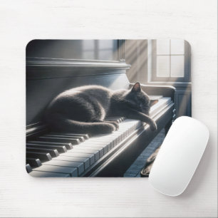 Mousepad Gato Dormindo em um Teclado Piano