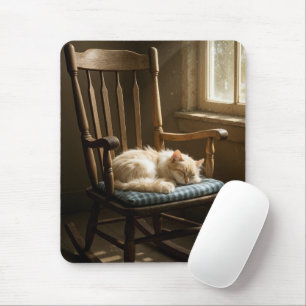 Mousepad Gato Dormindo Em Uma Cadeira Balanço
