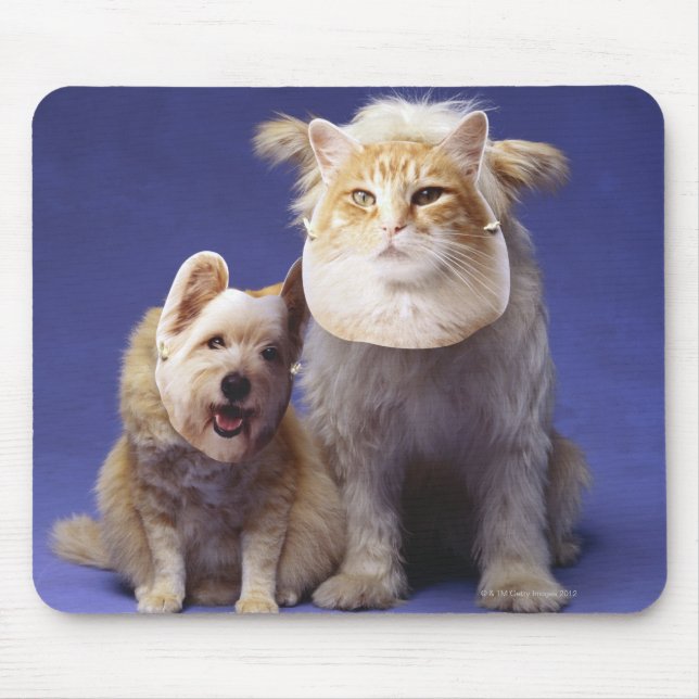Mousepad Gato e cão com máscaras (Frente)