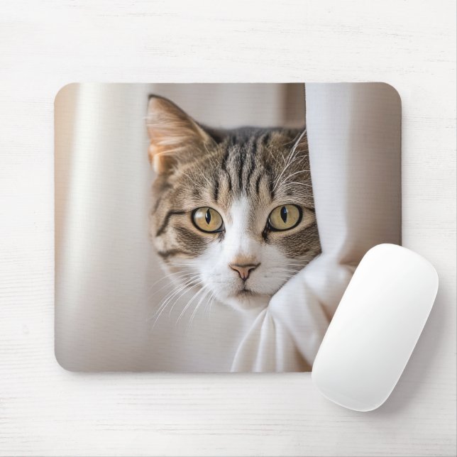 Mousepad Gato Em Cortinas (Com mouse)