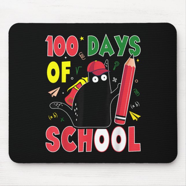Mousepad Gato Engraçado 100 Dias De Lápis 100 D (Frente)