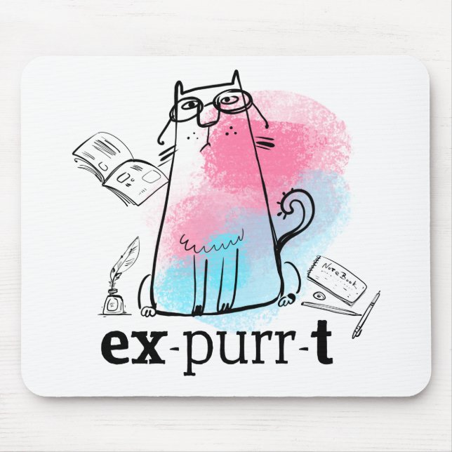 Mousepad Gato Engraçado Brinca com Palavras Expurrando Bons (Frente)