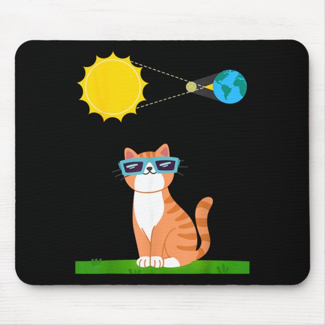 Mousepad Gato engraçado com Eclipse Gles Dono de gato Solar (Frente)