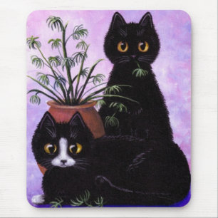 Mousepad Gato engraçado Creationarts do smoking branco