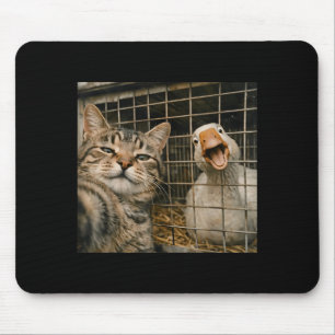 Mousepad Gato engraçado e selfie de ganso amizade estranha 