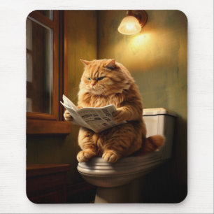 Mousepad Gato Engraçado no Banheiro Quirky Bathroom Humor