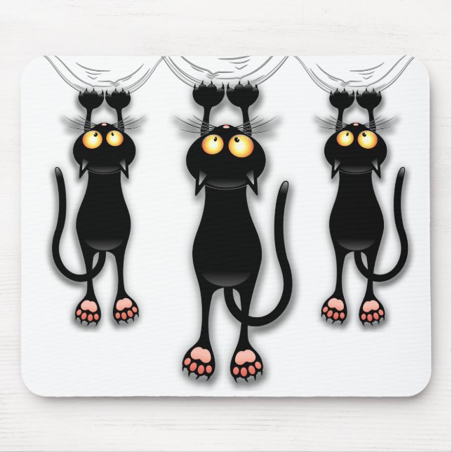 Mousepad Gato engraçado Personagem arranhando Tecido (Frente)