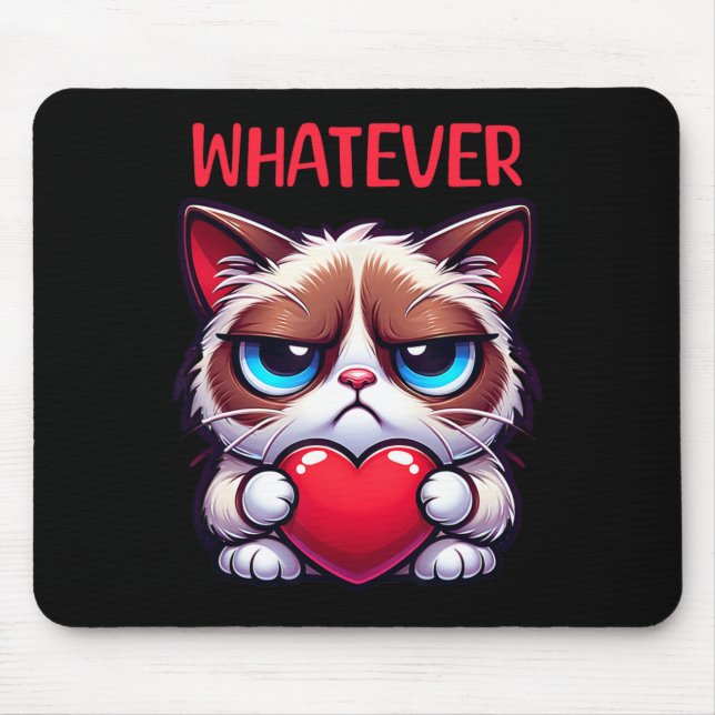Mousepad Gato Engraçado Seja Lá Grumpy Valentine  (Frente)