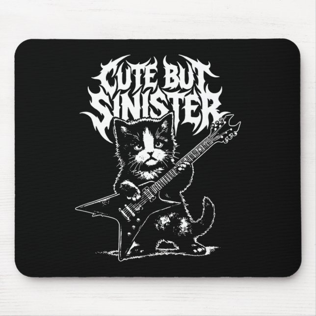 Mousepad Gato engraçado tocando violão guitarrista rock and (Frente)