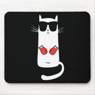 Mousepad Gato Engraçado Usando Óculos de Sol Boxe Para Home