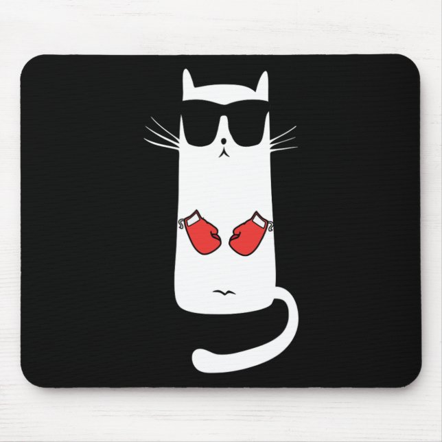Mousepad Gato Engraçado Usando Óculos de Sol Boxe Para Home (Frente)