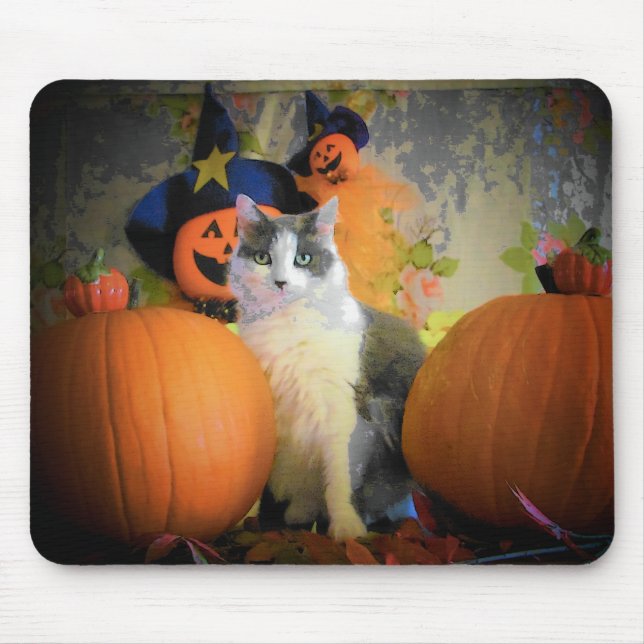 Mousepad Gato Entre Pumpkins (Frente)