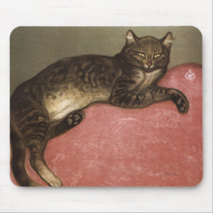 Mousepad Gato esticado no sofá - por Theophile Steinlen