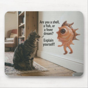 Mousepad Gato Exige Respostas do Estranho Monstro na Parede