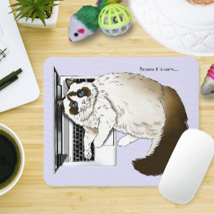 Mousepad Gato Felpudo Ragdoll Lavanda Laptop Engraçado
