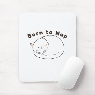 Mousepad Gato Fofo Adormecido Desenho “Nascido para Dormir”