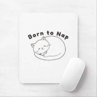 Mousepad Gato Fofo Adormecido Desenho “Nascido para Dormir”