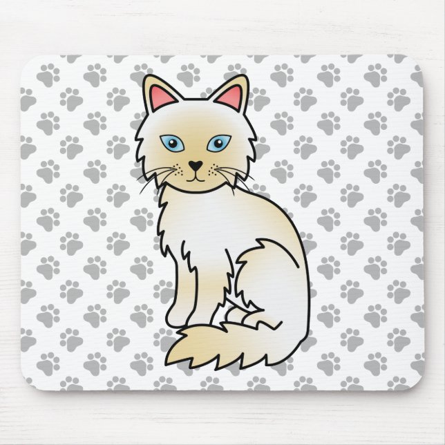 Mousepad Gato Fofo Birman / Ragdoll Cream Point & Patas (Frente)