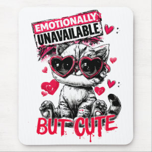 Mousepad Gato Fofo com Óculos de Sol Emocionalmente Indispo