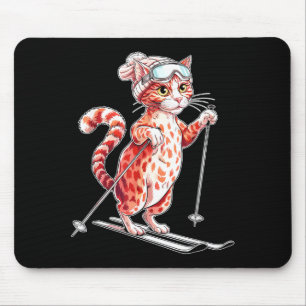 Mousepad Gato fofo de esqui com óculos homens mulheres 