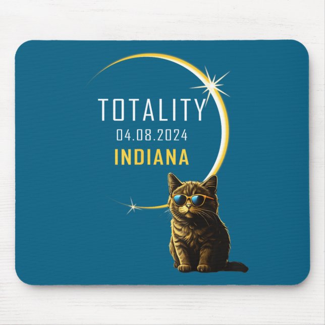 Mousepad Gato Fofo do Eclipse Solar Total de Indiana (Frente)