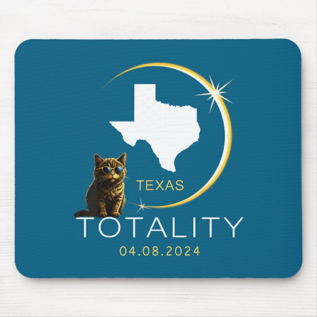 Mousepad Gato Fofo do Texas Eclipse Solar Total (Frente)
