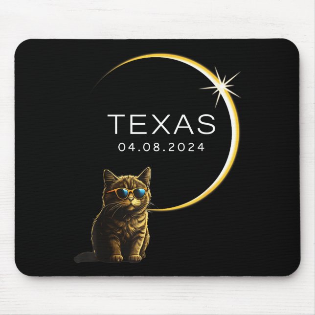 Mousepad Gato Fofo do Texas Eclipse Solar Total (Frente)