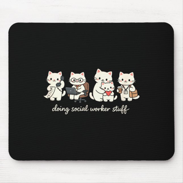 Mousepad Gato Fofo Fazendo Coisas de Assistente Social Saúd (Frente)