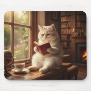 Mousepad Gato Fofo Lendo